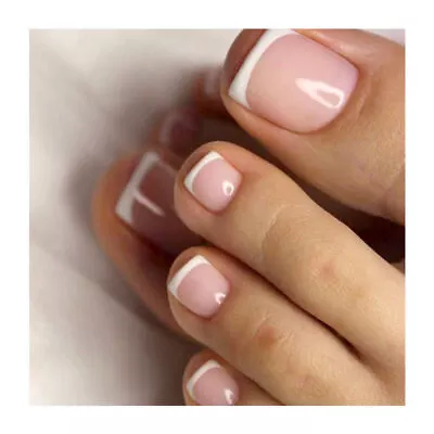 24x False Toenails French Manicure Fake Press On Full Cover Toe Nails • £3.25