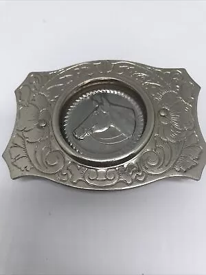 Silver Tone Horse Belt Buckle Removable Center • $14