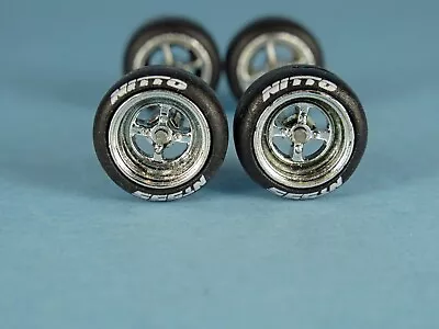 1/64 Wheels 1/64 Wheel And Tire Set Real Riders 4-Spoke Chrome Nitto • $4.99