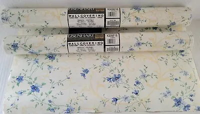 Vintage 2 Eisenhart Wallpaper Rolls Blue Floral Sealed Nos Prepasted • $24.99