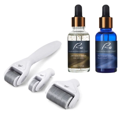 $89.95 • Buy Micro-Needle Face & Body DERMA ROLLER 3 PIECE SET + 24K Gold + EGF Repair Serum
