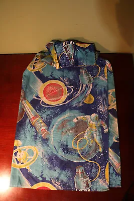 NASA Cafe Half Curtains Pleated Vintage 60s-70s 51 X34  Apollo Space Rockets • $29.99