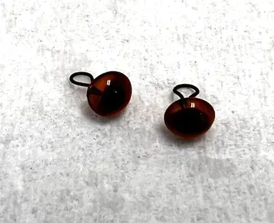 1 Pair LT Brown & Black Glass Teddy Bear Eyes W Wire Loop 5MM JO 3/16th Inch • $6.50