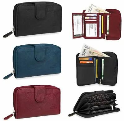 SMALL&LARGE Womens Ladies Leather Look Wallet Zip Round Card Button Clutch Purse • £9.99