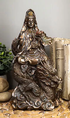 Ebros Avalokiteśvara Meditating Buddha Kwan Yin Kuan Yin On Dragon Statue 11 H • $57.99