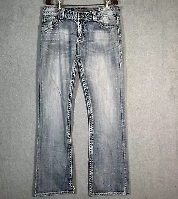 Rock & Roll Cowboy Jeans Mens 34x33 Blue Denim Pistol Bootcut Regular Fit • $32.94