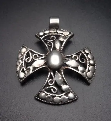 Vintage Sterling Silver Maltese Cross Italy Pendant • $49.99