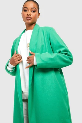 £16.99 • Buy Boohoo Tall Womens Coat Green Relaxed Collar Wool Look Maxi Pockets  Size 14 New