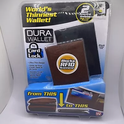 NEW Dura Wallet 2 Pack Thinnest Wallet Block RFID Scanners Card Lock Black Brown • $19.94