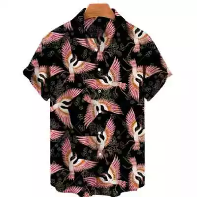 Men's Bird Costumes Hawaii Vacation Vintage Shirt For Men 3D Floral Pattern • $29.69