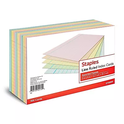 Staples 5  X 8  Index Cards Lined Assorted Colors 600/Carton ST50995-CCVS • $23.72