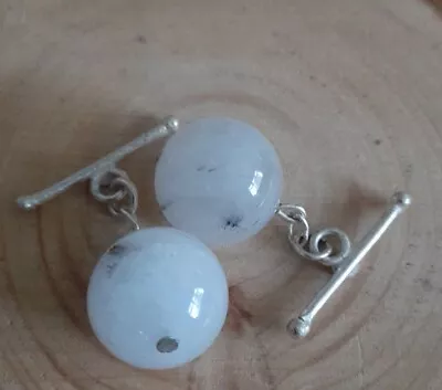 £3.99 • Buy Handmade Mens/Womens/Unisex Grey Quartz Gemstone Cufflinks Silver  Plated