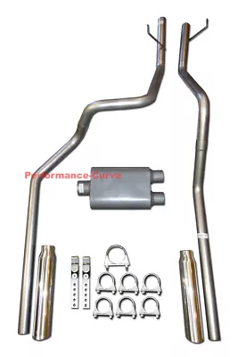 Dual Mandrel Bent Exhaust W/ FullBoar 2 Chamber Muffler Fits 02-05 Dodge Ram • $229.95