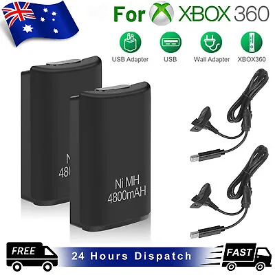 Rechargeable Battery + USB Charger Cable Pack For XBOX 360 Wireless Controller • $17.99