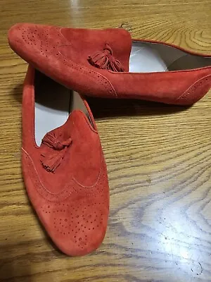 J. Crew Red Tassel Suede Ballet Flats Slip On Shoes Women's Size 8.5 • $24.99