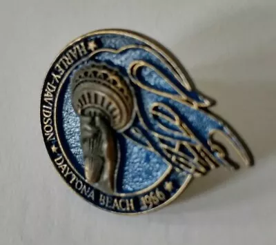 Harley Davidson Lapel Pin 1986 Daytona Beach Hand W Flaming Torch Vintage Estate • $14