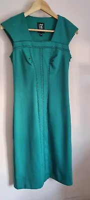 Jax Dress Size 2 (Recommended  10-12) Emerald Green With Large Stitching Detail • £8