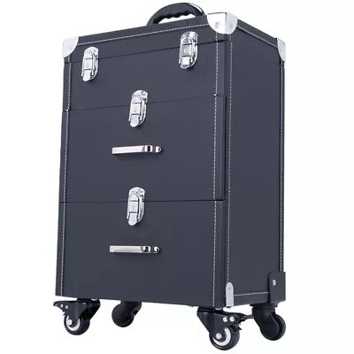 Vanity Make-up Beauty Cosmetic Case Trolley Draw Box Nail Technician Hairstylist • £59.95