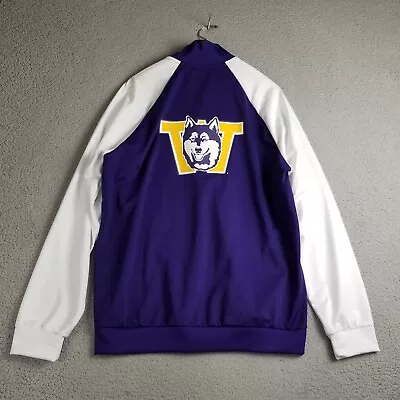 UW University Washington Dawgs Adidas Jacket Men XL Coach Coat Huskies • $49.88