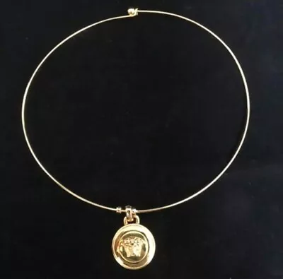 Versace GIANNI Vintage Necklace Medusa Choker Women Silver Gold Auth Carved Seal • $256.50