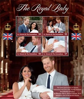 Saint Vincent 2019 - Royal Baby Archie - Sheet Of 4 Stamps - MNH • £10.45