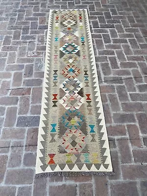 Hand Knotted Flat Weave Kilim Hallway Runner Rug 288 CM X 74 CM KA# 19 • $495