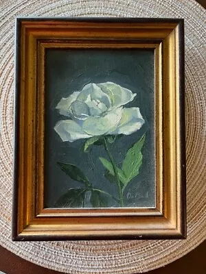 White Rose Original Framed Oil Painting By William DeBernardi - Signed • $350