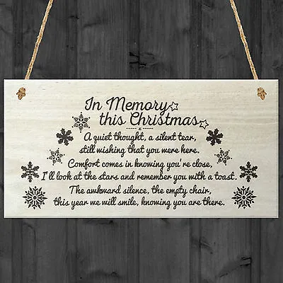 In Memory This Christmas Decoration Wood Memorial Quote Tree Sign Plaque Gift • £3.99