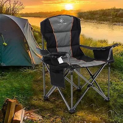 $63.99 • Buy Camping Chair Heavy Duty Folding Chair With Cup Holder Portable Outdoor Chairs