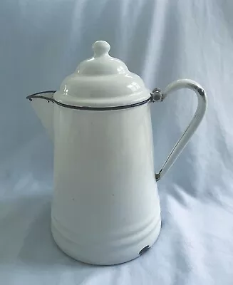 Vintage Large White Enamelware Coffee Pot W/Hinged Lid Farmhouse Decor • $15.99
