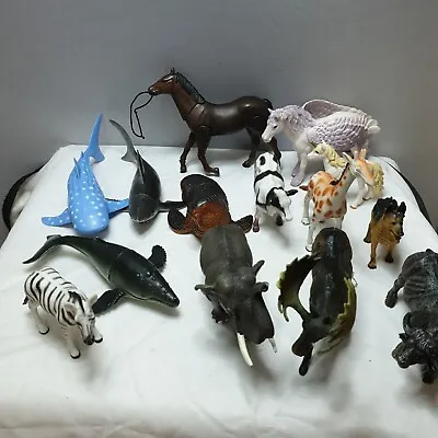 15 X Sea & Land Animals  Plastic Figurines  Creatures Toys Mixed Lot GUC • $12