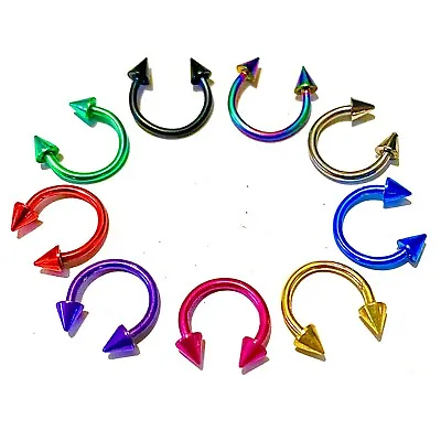 Horseshoe Ring Spike 16g 8mm 5/16  9pcs Mix Lot  Hoop Circular Lip Nose Ear  • $39.99