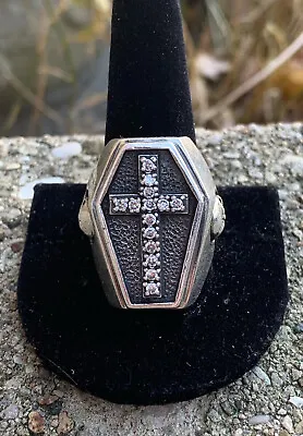 Sterling Silver Coffin Ring 925 Memento Mori Ring Tombstone Jewelry  Size 11.5 • $125