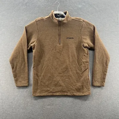 Columbia Mens Size M Half Zip Brown Fleece Lined Sweater Pullover • $24.88