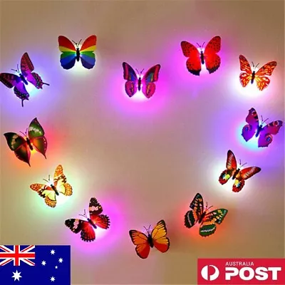 3D Butterfly LED Light Art Design Decal Wall Stickers Home Room Decor Party AUS • $13.49