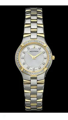Bulova Accutron Womens 28R122 Barcelona Diamond Two Tone Stainless Steel Watch • $375