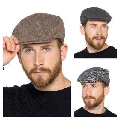 £6.95 • Buy Mens Tweed Flat Cap Wool Blend Country Herringbone Newsboy Gatsby Baker Boy Hat