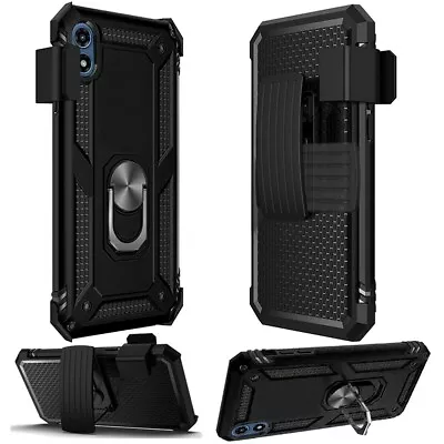 For Moto G Play 2024 Case Magnetic Ringstand Holster Clip Combo + Tempered Glass • $13.99