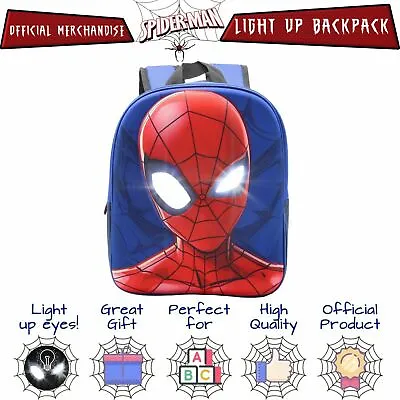 Marvel Spiderman Backpack With Light Up Eyes For Boys And Toddlers • £14.49