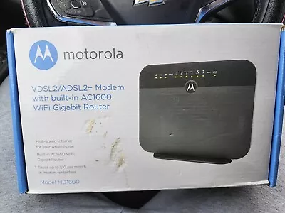 Motorola MD1600 VDSL2/ADSL2+ Modem And AC1600 WiFi Gigabit Router - Black • $49.99