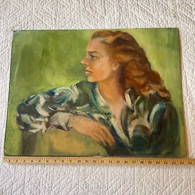 Young Woman Girl Portrait Original Oil Painting Hand Painted Vintage 44 • $263