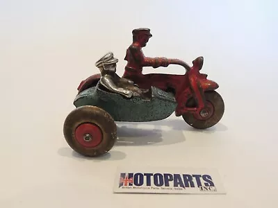 Cop Motorcycle Cast Iron Toy With Side Car By Hubley. • $132.46