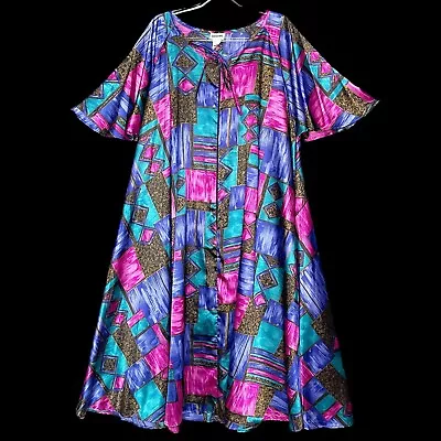 Capistrano House Dress Maxi MuuMuu Duster Kaftan Lounge Size 3X Zip Front Mumu • $45.99