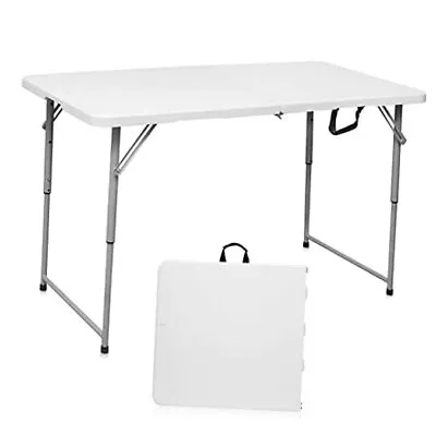 Folding Table 4 Foot Portable Heavy Duty Plastic Fold-in-Half Utility White • $95.98