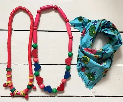 Vintage Oilily Wooden Necklaces And Bandana Style Scarf • £18