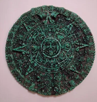 Aztec - Mayan  Cuauhxicalli  Sun Calendar  Crush Malachite Stone  Art 7  VTG • $22.95