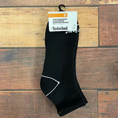 Timberland Men's Black Quarter Crew Socks (3 Pairs) Size Large • $25.49