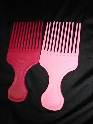 TWO Plastic Vintage 1980's Women's GOODY Hair Picks AFRO Combs Lifts Pink Red • $18.88
