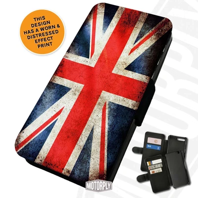 £9.75 • Buy Printed Faux Leather Flip Phone Case For IPhone - Worn-Union-Jack-Flag