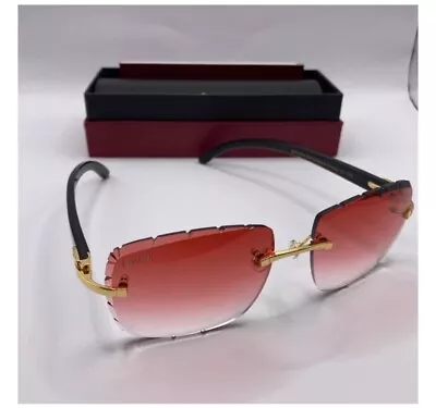 Cartier C Decor Sunglasses White  Buffalo Horn Gold Red  Diamond Cut Buffs • $899